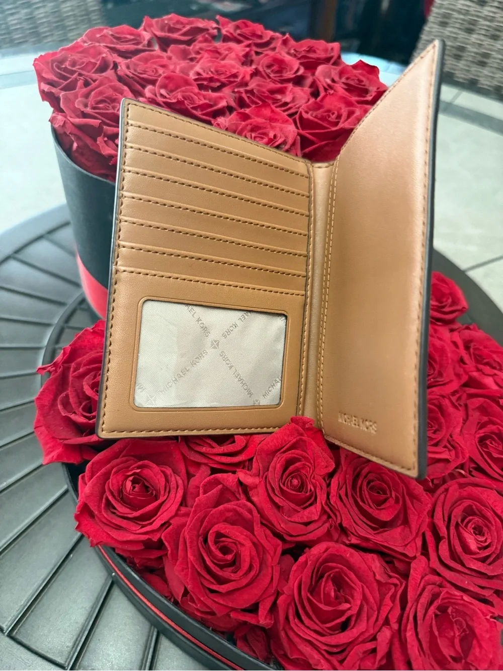 Michael Kors Brown Signature Logo Card & Key Holder